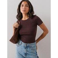 The Very Collection Stretch Rib T-Shirt - Brown