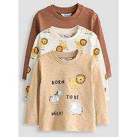 The Very Collection Baby Boy 3 Pack Lion Jersey Tops - Brown