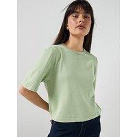 Vero Moda Vmsilje Knitted Short Sleeve Crew Neck Top - Green