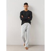 The Very Collection Essential Long Sleeve T-Shirt & Trouser Set - Black/Charcoal