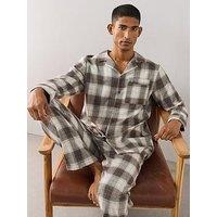 The Very Collection Men'S Pure Cotton Brushed Revere Pyjama Set - Brown