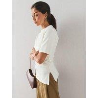 The Very Collection Heavyweight Ruched Waist Tee - White