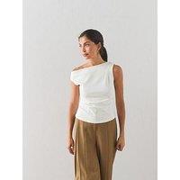 The Very Collection Ruched Scuba Sleeveless Tee - Cream