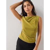 The Very Collection Ruched Scuba Sleeveless Tee - Olive