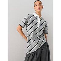 The Very Collection Asymmetric Short Sleeve Rugby Tee - Grey/Black