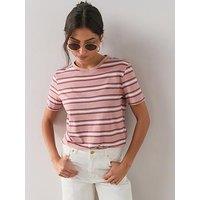 The Very Collection Crew Neck Stripe T-Shirt - Pink