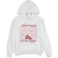 Abercrombie & Fitch Girls 92 Strawberry Pullover Hoodie - White