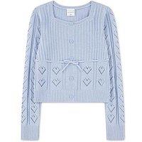 Abercrombie & Fitch Girls Babydoll Heart Stitch Sweater - Blue