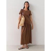 The Very Collection Asymmetric T Shirt Midi Dress - Brown