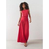 The Very Collection Ruched Waist Panel Maxi Dress - Red