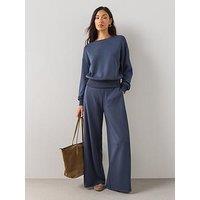 The Very Collection Modal Sweatshirt With Ribbed Waistband - Navy