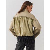 The Very Collection Funnel Neck Bubble Hem Jacket - Green
