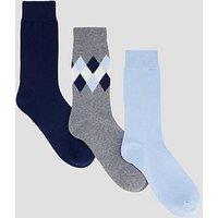 The Very Collection 3 Pack Printed Socks - Navy