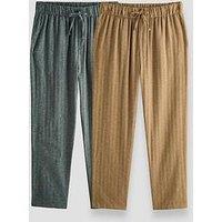 The Very Collection Men'S Brushed Pyjama Trousers 2 Pack - Brown/Green