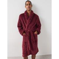 The Very Collection Jacquard Fleece Dressing Gown - Burgandy