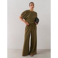 The Very Collection Textured Wide Leg Trouser Co-Ord - Khaki