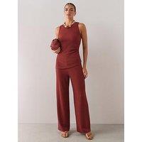 The Very Collection Ribbed Trouser Co-Ord- Rust