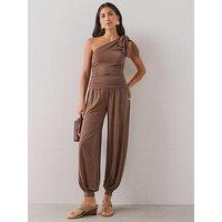 The Very Collection Button Cuff Balloon Trousers Co-Ord - Brown
