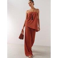 The Very Collection Textured Wide Leg Trouser Co-Ord - Rust
