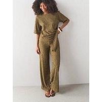 The Very Collection Textured Wide Leg Trouser Co-Ord - Taupe