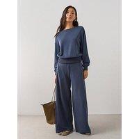 The Very Collection Modal Pleated Wide Leg Co-Ord Trousers - Navy