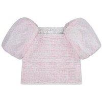 Abercrombie & Fitch Girls Emerson Organza Puff Sleeve Top - Pink