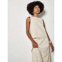 Apricot Dandellion Embroidered Linen Top