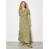 Apricot Smock V Neck Floral Midi Dress