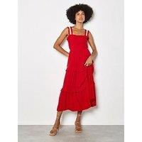 Apricot Smocked Tierred Crochet Dress