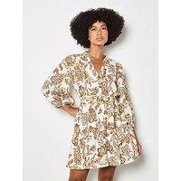 Apricot Boho Painterly Sarsa Print Dress