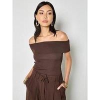 Apricot Bardot Knit Top