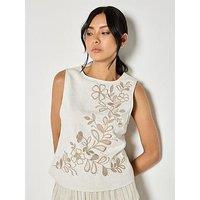 Apricot Embroidered Front Shell Top