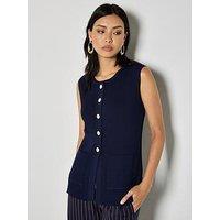 Apricot Gold Btn Ribbed Two Pocket Waistcoat