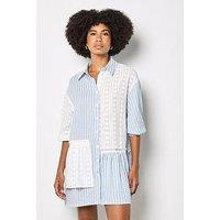 Apricot Embroidered Cotton Stripe Dress