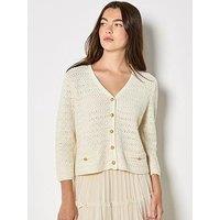 Apricot Metal Button Sparkle Cardigan