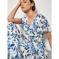 Apricot Tiered Leaf Print Dress