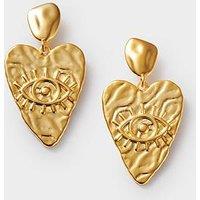 Katie Loxton Solesi Heart Earrings , Gold Coated , 2.8Cm X 2Cm X 0.4Cm