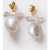 Katie Loxton Sol Gold Coated 3Cm X 2Cm X 0.2Cm Pearl Earrings