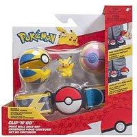 Pokemon Pikachu Clip 'N' Go Belt Set - Includes Themed Belt And 2-Inch Pikachu Battle Figure With Heal Ball And Quick Ball Accessories