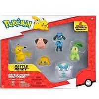 Pokemon Battle Figure 6 Pack - Features 2-Inch Pikachu, Joltik, Galarian Darumaka, Riolu, Chikorita And Cleffa Battle Figures
