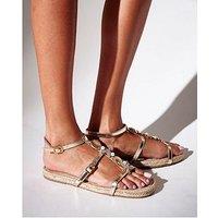South Beach Metallic Shell Embellished Sandal - Gold
