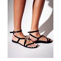 South Beach Faux Suede Starfish Strappy Sandal - Black
