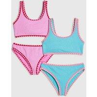 River Island Older Girls Textured 2 Pack Bikini - Pink