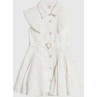 River Island Older Girls Stripe Belted Shirt Dress - Cream