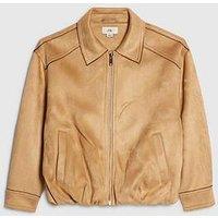 River Island Older Girls Faux Suede Bomber Jacket - Brown