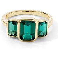 Created Brilliance Cleo 9Ct Yellow Gold Created Emerald Trilogy Ring
