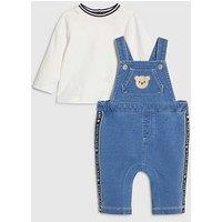 River Island Baby Boys Bear Dungarees - Blue
