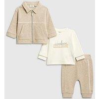 River Island Baby Boys Jacquard Jersey Shacket Set - Beige