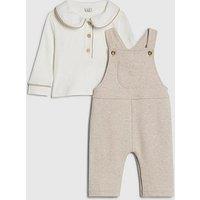 River Island Baby Boys Collar Dungaree Set - Beige