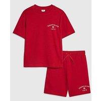River Island Older Boys Essentialism T-Shirt And Short Set - Dark Red